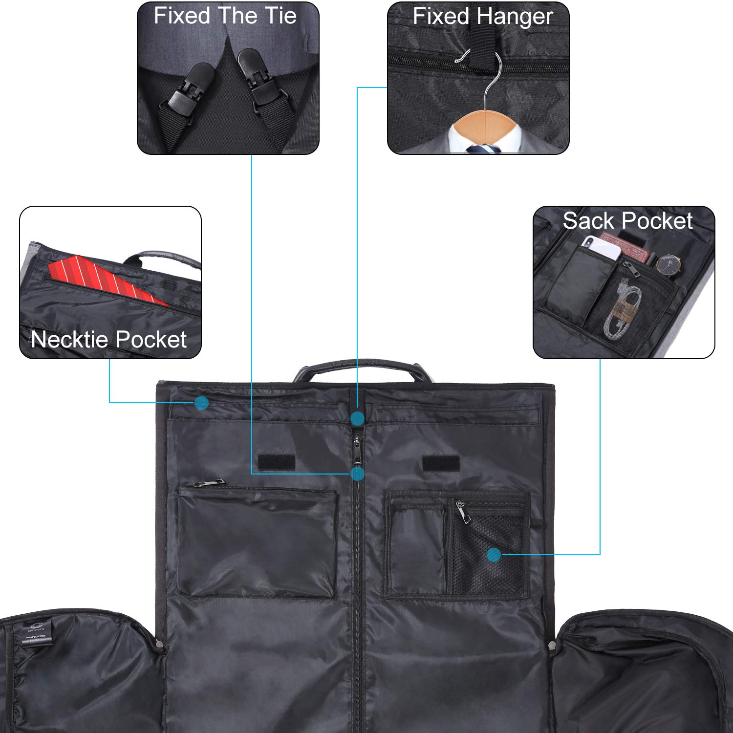 Borsa Porta Abiti Da Viaggio Lazebox – Con Tasca Zip, Per Abiti E Cappotti, Pratica E Compatta - 2