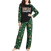 MEESHEEP Christmas Pajamas for Women: Xmas Pj Sets With Long Pant Holiday Party Long Sleeve Sleepwear Set