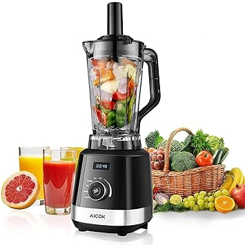 Aicok Standmixer(1500W,mit 25.000 U/min,2L,BPA Frei,Schwarz)Smoothie Maker, Juicer, Schleifer und Eis-Zerkleinerungsmaschine 
