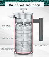 Coffee Gator 304 Stainless French Press 34 oz with 4-Level Filtration view 2