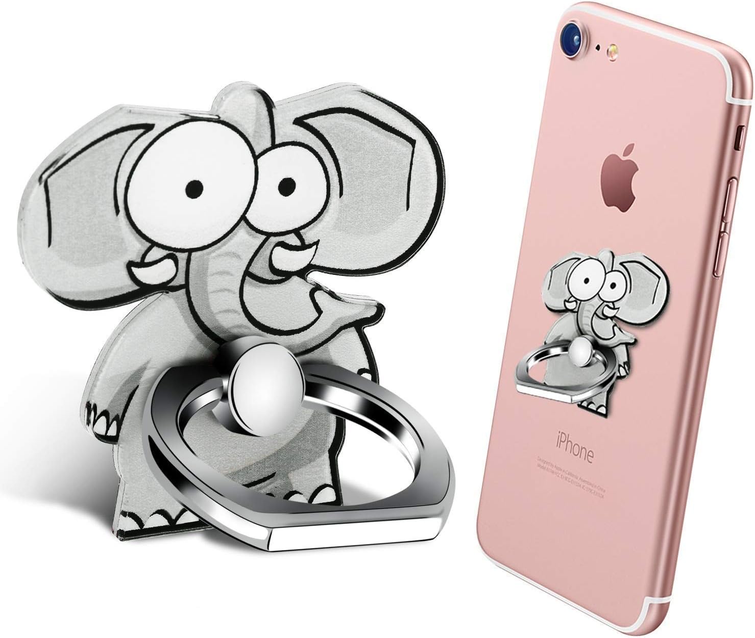 Mobile Phone Ring Grip Holder Stand, Funky Phone Grip 360 Degree Rotation with Finger Ring for All Mobile Phone and Tablet (Universal) (Elephant)