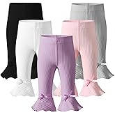 Dalukit Newborn Toddler Baby Girl Pants Leggings Ribbed Straight Flare Infant Girl Pants Leggings Bell Bottoms 5 Packs