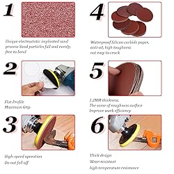 HIFROM 5 Inch Sanding Discs NO-Hole Hook and Loop