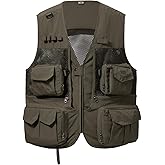 BASSDASH Men's Women's Utility Fishing Cargo Vest Outdoor Safari Photography Work Vest with Multi Pockets Mesh Back FV14