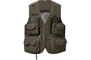BASSDASH Men's Women's Utility Fishing Cargo Vest Outdoor Safari Photography Work Vest with Multi Pockets Mesh Back FV14