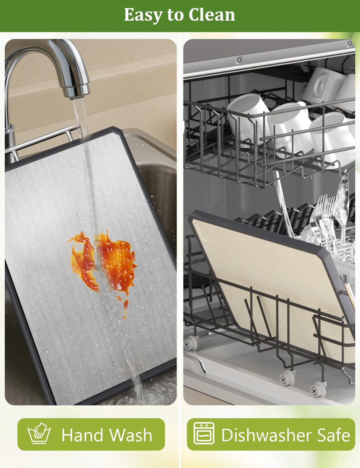 Titanium Cutting Boards for Kitchen, 2 in 1 Non Toxic Cutting Board, Food-Grade Double Sided Pure Titanium & Wheat Straw PP Chopping Board for Meat/Vegetables, Dishwasher Safe Large 16.3”×11-1 PC