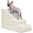 Mesa Lemon Dog Steps for Small Dogs, 4-Step Pet Ramp Stairs for High Beds and Sofa, Non-Slip Pet Stairs for Small Dogs and Cats, Removable and Easy to Clean Cover, Beige