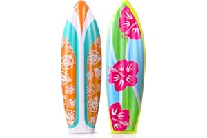 JellyArch 4 Pcs 36 Inch Inflatable Surf Board Inflatable Luau Party Decorations Blow up Surfboard (Flower Style)