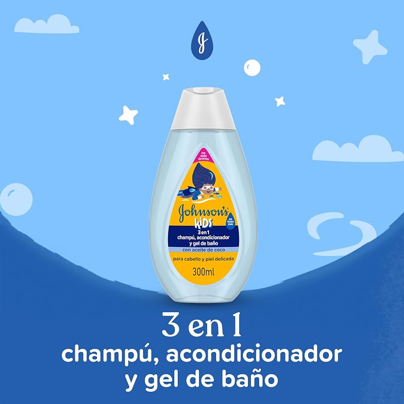 Johnson’s Kids Champú niños, acondicionador pelo y gel de baño 300 ml