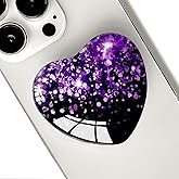 Ksadiye Expandiing Moblile Cell Phone Grip Heart Shape Glass Holder for Smartphones, Cellphone Collapsible Stand( Black Purple