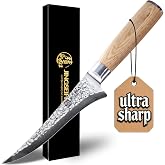 Jingseiho Fillet Knife for Fish and Meat, VG-10 Damascus High Carbon Steel | Ultra and Long-lasting Sharp,Premium Forged Japanese Salmon Knife for Filleting, Deboning and Cleaning