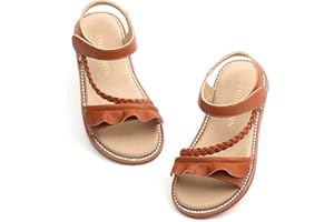 PHIRAMIN Toddler Girl Sandals - Flower Girl Dress Shoes Open Toe Little Kid Summer Flats