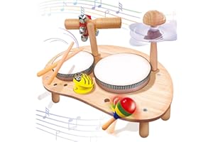 CozyBomB Kids Drum Set for Toddlers: Montessori Musical Instruments Set Toddler Toys - 7 in 1 Wooden Musical Kit Baby Sensory Educational Toys - Christmas Birthday Gifts for Boys & Girls Age 2 3 4 5 6