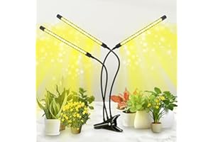 ZYZYKEJI LED Grow Light, 3 Heads Full Spectrum Plant Light with Clamp for Indoor Plants & Seed Starting, 10-Level Dimmable, Auto On Off, Timing 4 9 12Hrs