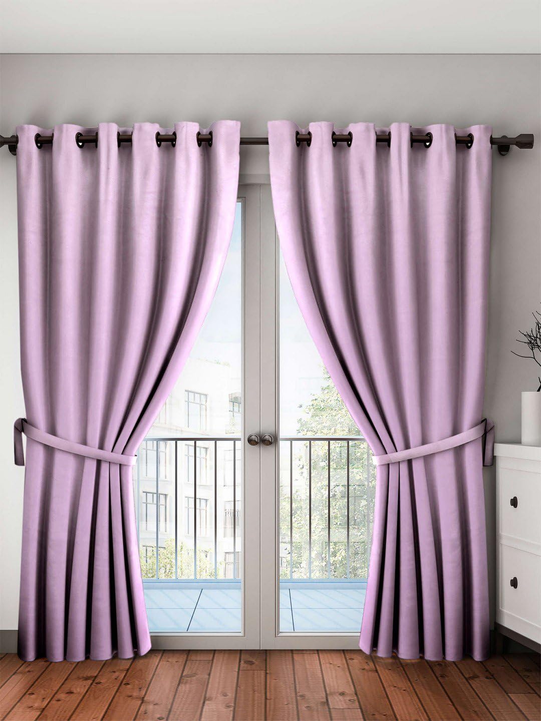 Bianca Polyester Solid Curtain, Door 7.5 Feet, Purple, Roseberry, 1 Piece