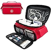 NENYX First Aid Bag Empty with Lockable Zipper,Compact and Portable Small Medicine Storage Bag,Family First Aid Box, Pill Bottle Organizer for Travel, Car and Home Use, Red(Bag Only)