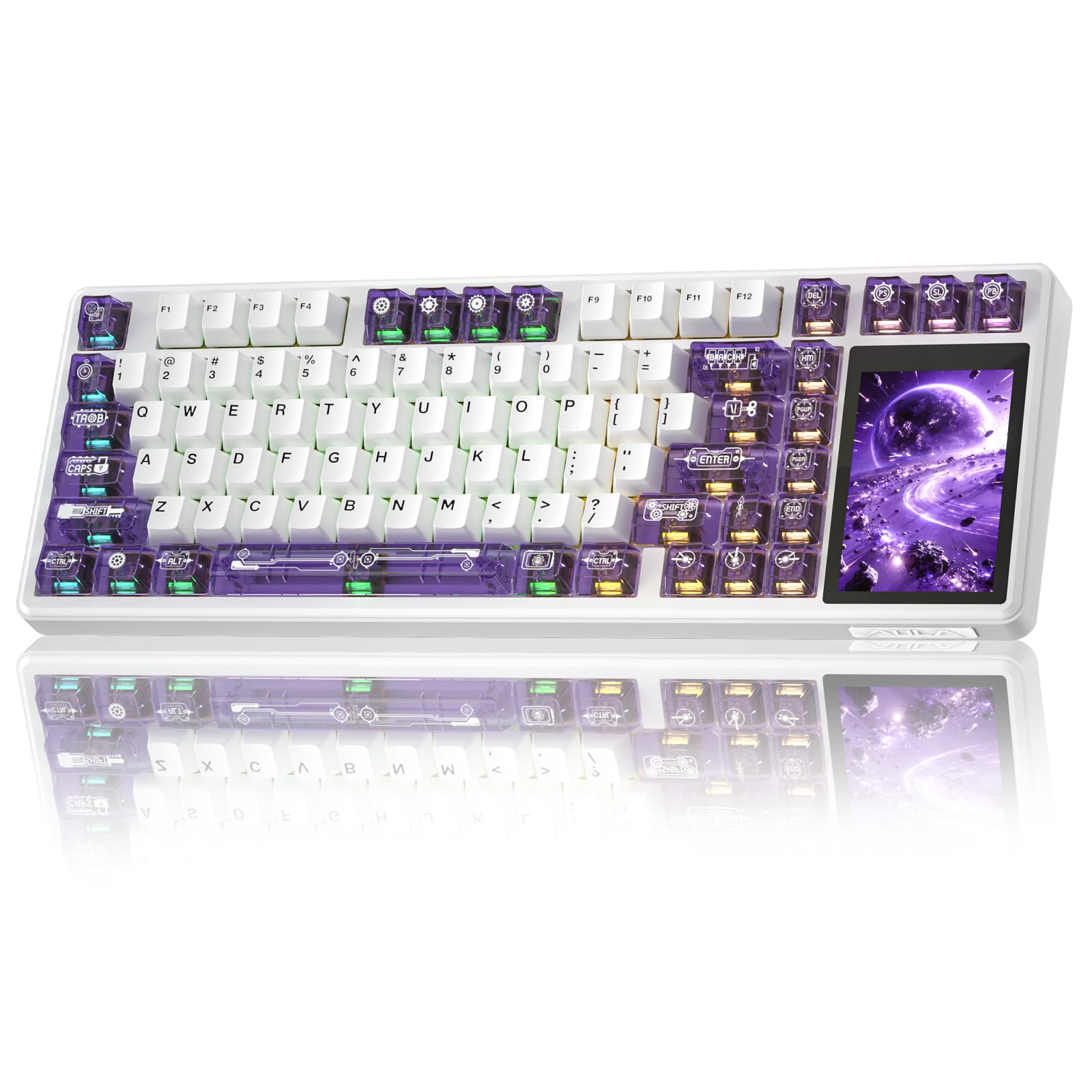 Aula L99 Wireless Mechanical Keyboard with Smart Touch Screen,Tri-Mode Hot Swappable Custom Gaming Keyboards,RGB Backlit,PBT Keycaps,Gasket Mount Creamy Keyboard with Number Pad for Office PC,84 Keys