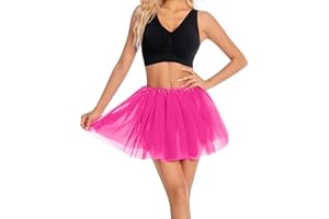 FESCIORY Tutu for Women Adults, 4 Layered Tulle Skirts, Halloween Running Ballet Dance Party Costume Dress