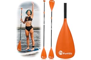 FunVZU SUP Paddle, Stand Up Paddle Board Paddle Lightweight Adjustable 4-Piece Aluminium Kayak Paddles, Unique Lock Design Floating Alloy Shaft Paddle for Paddle Board