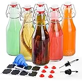 6 PCS 250ml Glass Bottles with Stoppers, Swing Top Beer Brewing Glass Bottles with Airtight Lid, Flip Top Glass Bottle for Fe