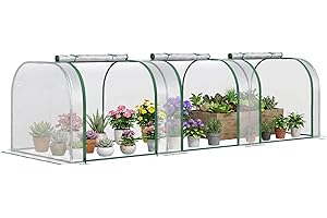 Outsunny 10' x 3' x 2.5' Plastic Mini Tunnel Greenhouse Garden Green Grow Shed Portable Plant Flower Warm House Steel Frame Z