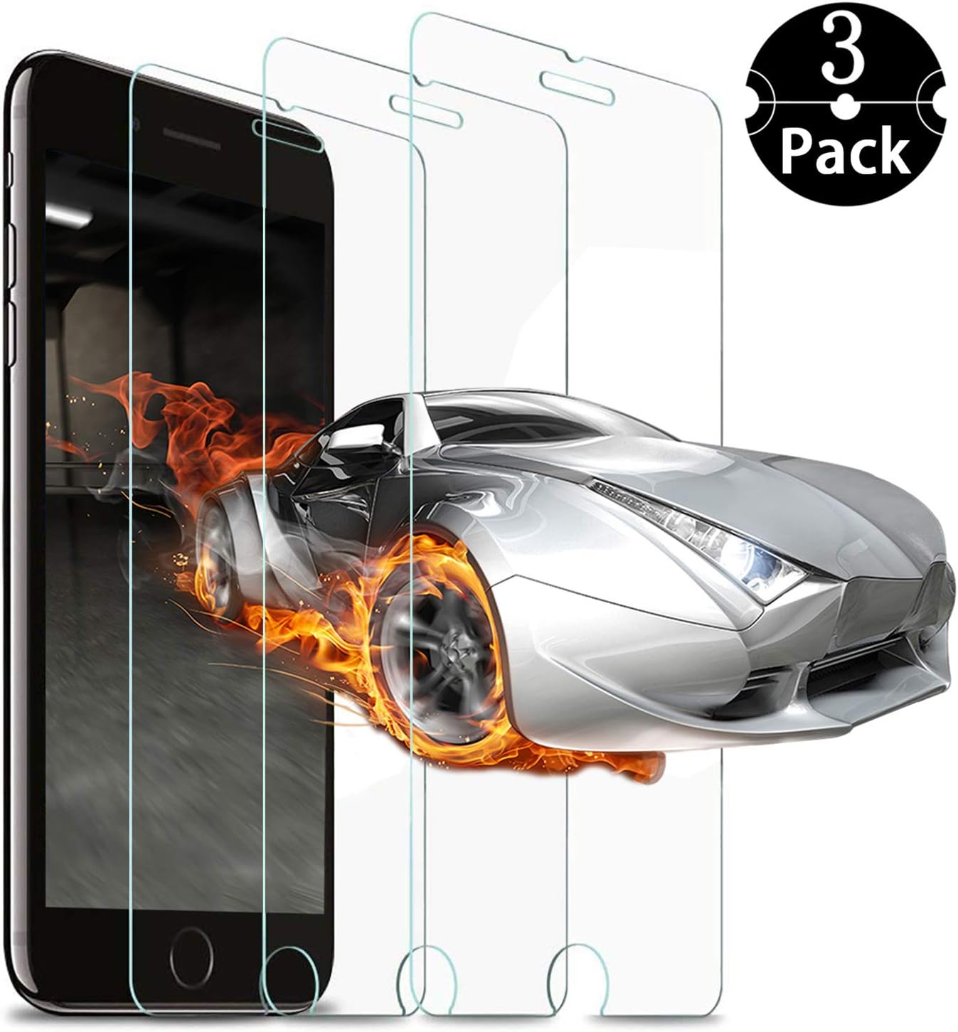 Screen Protector for iPhone 8 /iPhone 7/iPhone 6/6s [3 Pack],Tempered Glass Screen Protector with [Anti-Fingerprint] [Anti-Scratch][Anti-Bubble][9H Hardness]