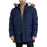 VOPOKER Men's Long Winter Hooded Jacket Warm Windproof Puffy Coat Padded Thicken Parka Jackets