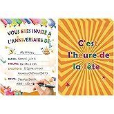 32 PCS A une Invitation de fête d’anniversaire pour les enfants, 5 "x7" Invitation de fête d’anniversaire de gâteau pour les 