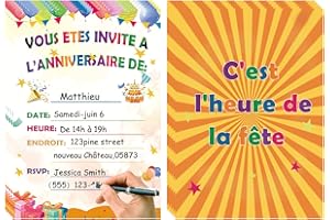 32 PCS A une Invitation de fête d’anniversaire pour les enfants, 5 "x7" Invitation de fête d’anniversaire de gâteau pour les 