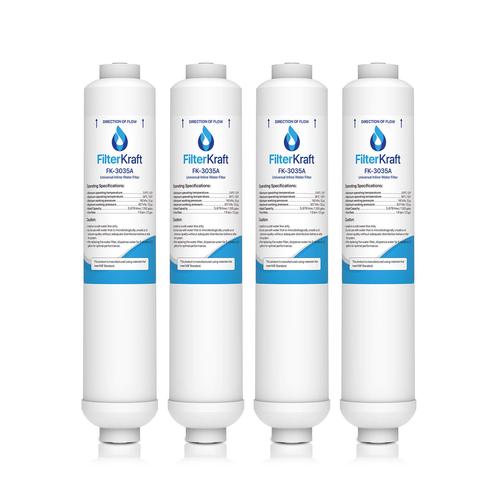 FilterKraft FK-3035A Compatible Fridge Freezer Water Filter Cartridge for Samsung Aqua Pure Plus DA29-10105J, HAFEX, DA2010CB, K32010CB, DA99-02131B (External only), EF9603; LG BL-9808; WSF-100 (4)