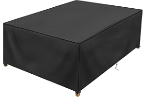 DUDSOEHO Patio Table Cover 100% Waterproof, 96.4x63.7x27.9 inch Outdoor Table Cover Rectangular, Patio Furniture Cover for Dinning Furniture, Picnic Coffee Tables Chairs and Sofas, Black