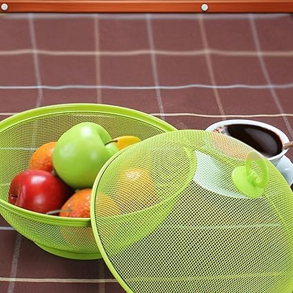 Forma de Manzana Malla Frutas Frescas Cesta de Almacenamiento con Tapa