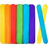 WISYOK 90Pcs 8 Inch Jumbo Craft Sticks, Colorful | Rainbow Popsicle Sticks, Ideal for DIY Crafts, Waxing, Paint Stir, Plant Labels