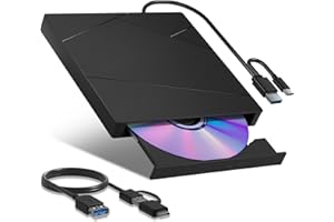 Wbacon External Blu-ray Drive, External Blueray/DVD Drive for PC External Bluray Burner with Extension Data Cable USB 3.0 Typ