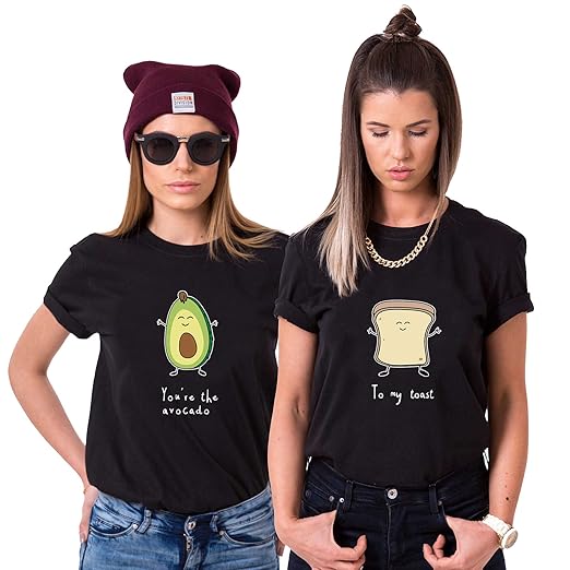Best Friends T-Shirts für 2 Mädchen Avocado und Toast Sister Sommer Oberteile Set für Zwei Damen Freunde Freundin BFF Geschen