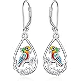 Parrot Earrings 925 Sterling Silver Bird Earrings for Women Parrot Jewelry Cute Parrot Gifts for Women