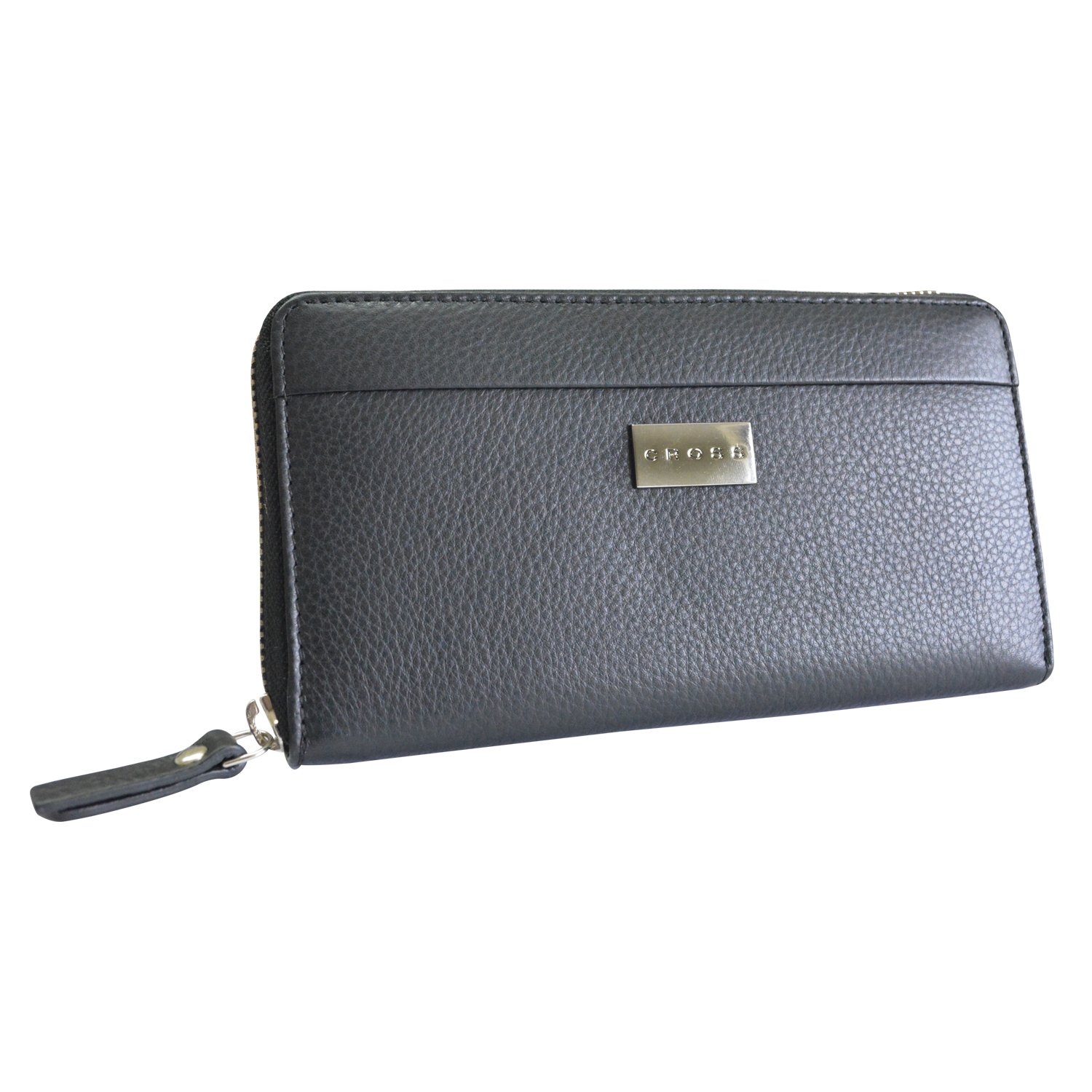 cross women's 100% genuine leather zip around card wallet-black