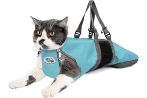 Cinf Cat Nail Clipping Cleaning Grooming Restraint Bag No Scratching Biting for Bathing Nail Trimming Injecting Examining(Blue,M)