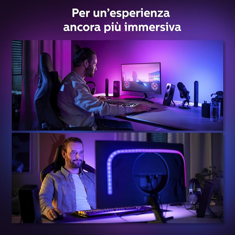 Play, Lightstrip Gradiend per Pc, 24-27", Hue Bridge Incluso, 18W