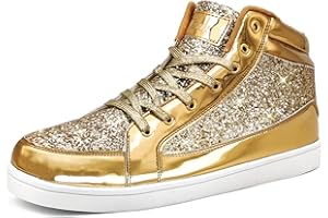 IGxx Glitter Shoes for Men Fashion High Top Casual Sequin Sparkly Sneakers Men's Bling Shiny Men