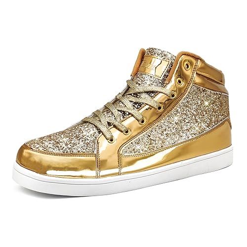 IGxx Glitter Shoes for Men High Top Flashing Party Casual Lace-up