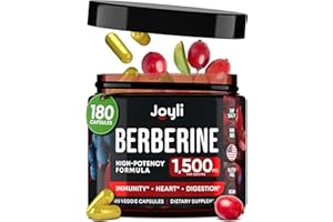 JOYLI NUTRITION Joyli Berberine 1500MG - 180 Vegan Capsules - Weight Management & Heart Support - Berberine Supplement, Colloidal Gold Berberines Plus Bernerine, Berberine HCL - 3X The Potency of Berberine 500mg