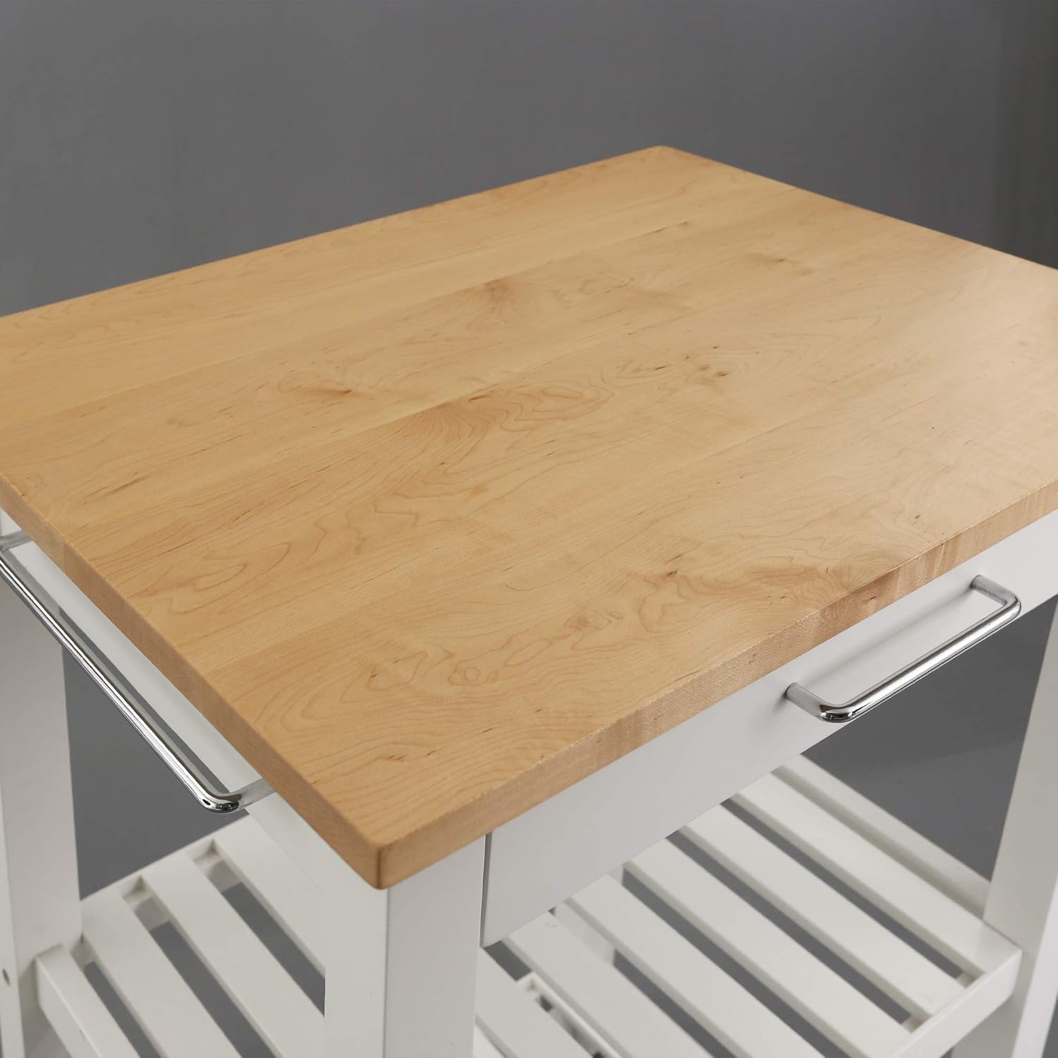 Casual Home Sunrise (Small) with Solid Maple Top Kitchen Island, 22.75"W, Natural&White: Furniture & Decor