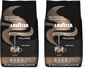 Lavazza Caffe Espresso Italiano Whole Bean Coffee Blend, Medium Roast, 2.2-Pound Bag (Pack of 2)