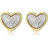 FILMOON Two Tone Studs Earrings for Women Gold Silver Oval Heart Teardrop Statement Stud Earring Vintage Geometric Earrings Lightweight Trendy Jewelry