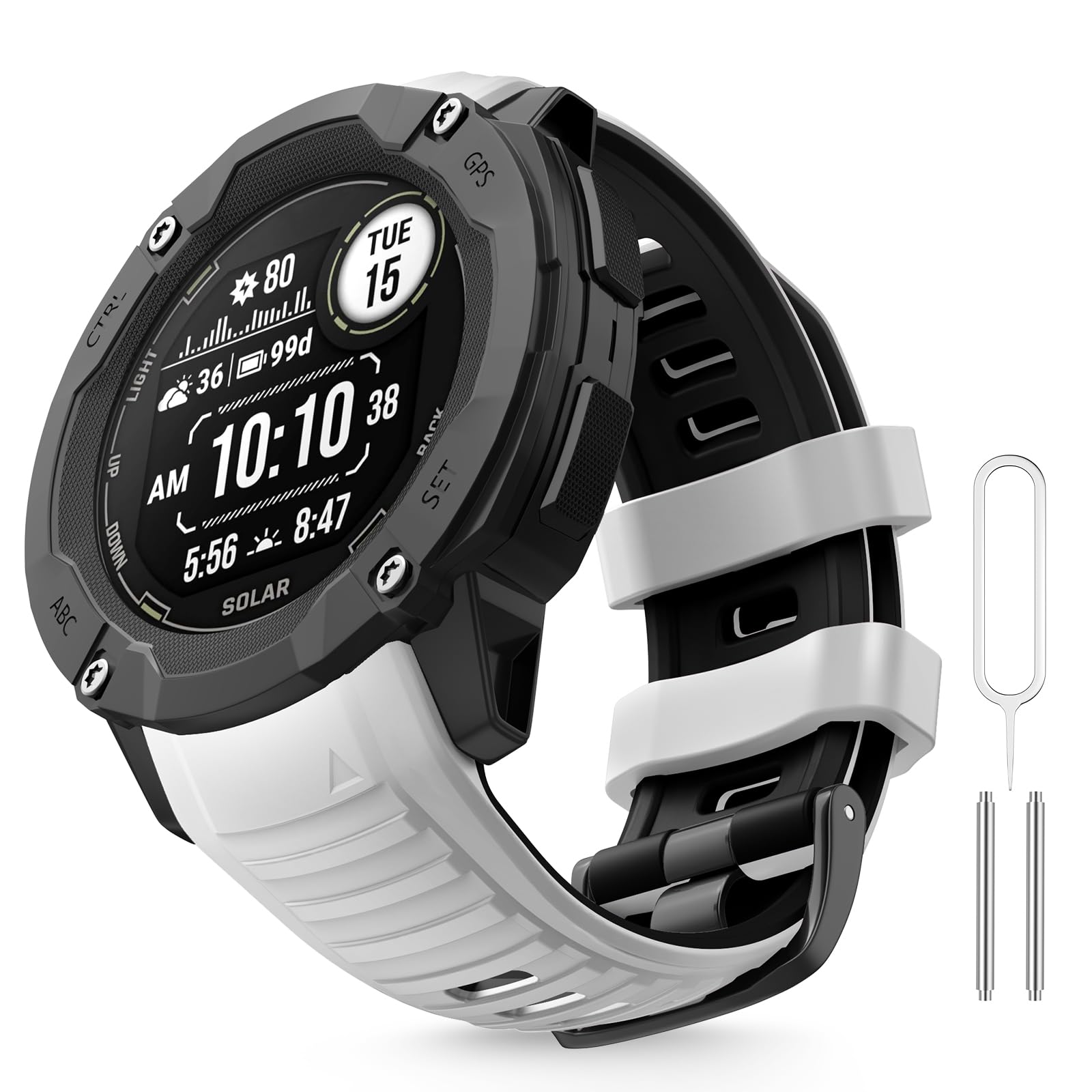 MYSNBKN 26mm Watch Strap for Garmin Instinct 2X/Instinct 2X Solar, Tactical Soft Silicone Replacement Strap with Adapter Tools — image 1