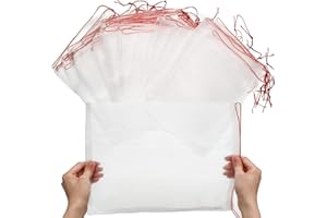 50 PCS Fruit Protection Bags, Enpoint 10x14 Inch Reusable Garden Netting Mesh Bag with Drawstrings, Plant Covers Protect Fruits Vegetables Tomato Apple Peach Trees