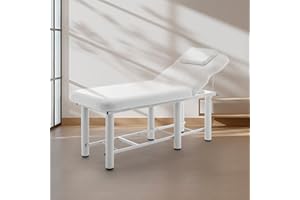 Jaxilyn Massage Bed Stationary Professional Adjustable Massage Table Spa Bed 73"x27.5" Stationary Physical Therapy Table with Memory Foam Salon Bed w/Removable Headrest White