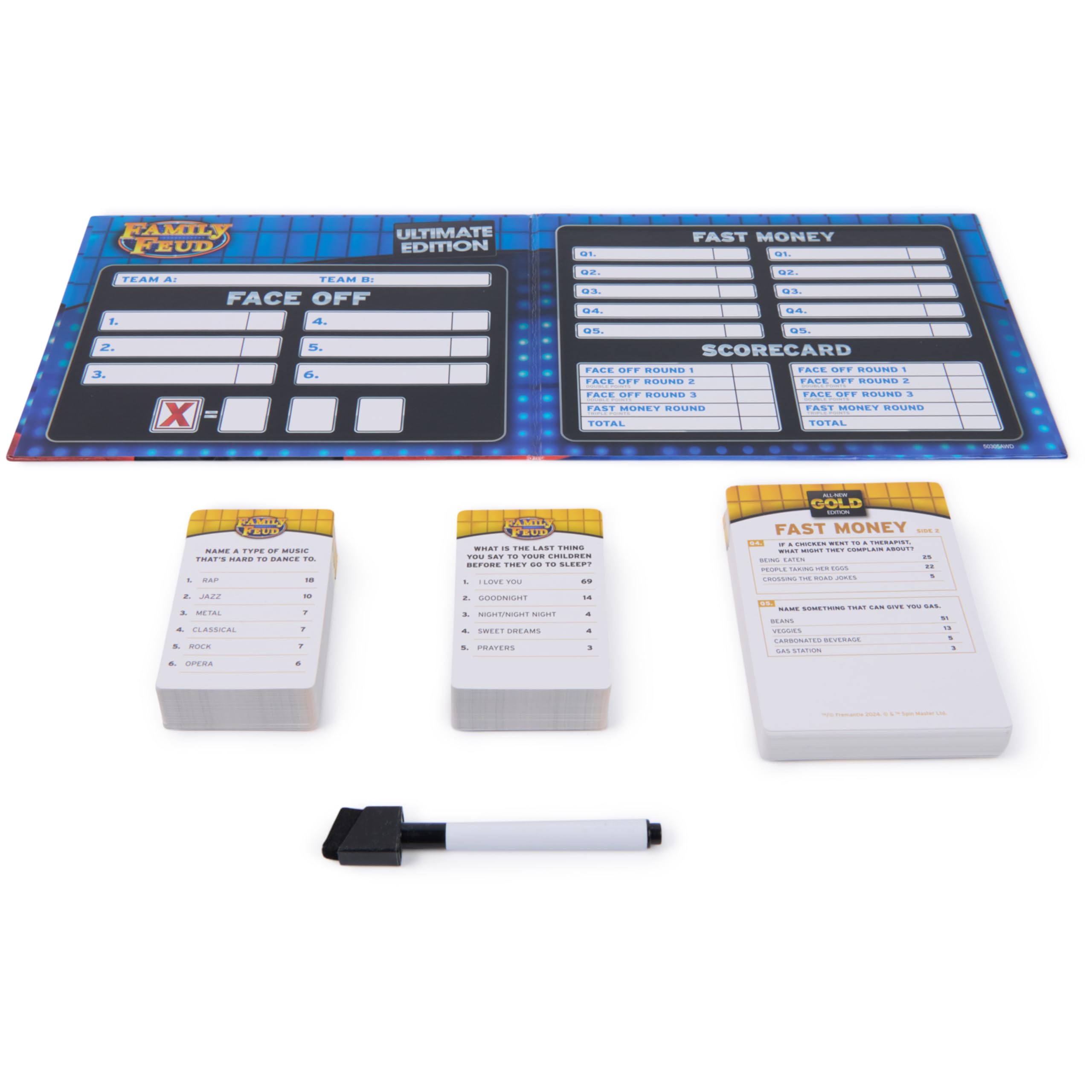 Spin Master Games, Family Feud: Ultimate Edition, Includes Tin Storage Box & 50 Bonus Questions, Friendly Competition Game, Family Game Night, 3+ Players, Stocking Stuffer Gift Ideas for Ages 8 & Up