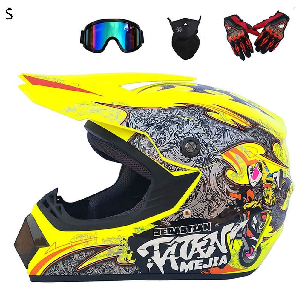 Casque hors route quatre saisons Casque complet pour hommes Casque de moto Casque de course sur route Casque pour casque hors route Lunettes /&agrave; quatre pi/&egrave;ces Plus Masque Plus Gants
